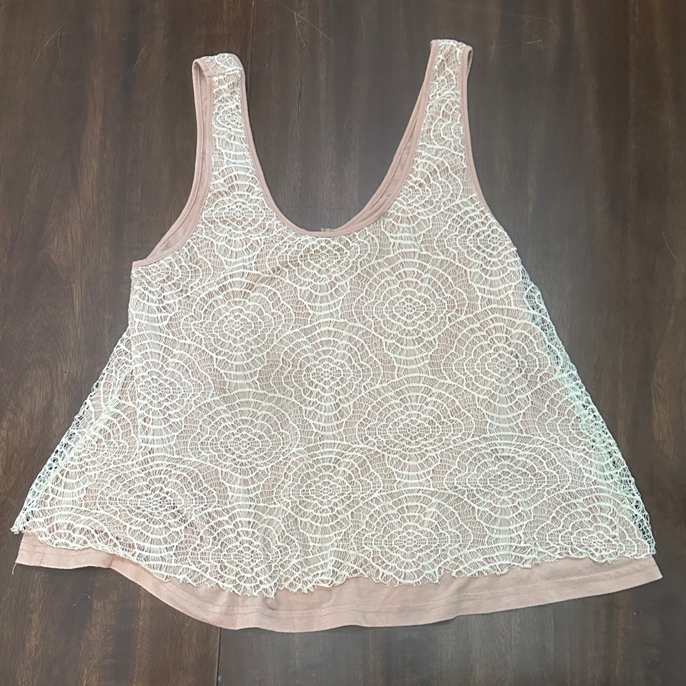 Lucca Couture Cream Lace Tank Top